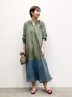 「アイテム（レギンス/スパッツ、ベージュ系）」を使った、hirotaさん（レディース・168cm）の夏コーディネート