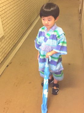 「ブルーグラデーション」｜Kajさん（キッズ・90cm）の夏コーディネート