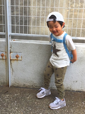 「northface（ノースフェイス）のアイテム（帽子）」を使った、Kajさん（キッズ・100cm）の春コーディネート