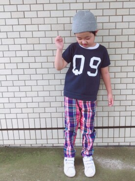 「Moujonjon（ムージョンジョン）のアイテム（その他パンツ）」を使った、Kajさん（キッズ・110cm）の夏コーディネート