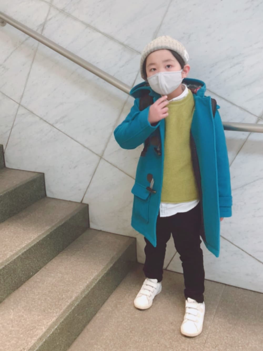 ターコイズ ダッフルコート ウール混合 ダッフルコートを使った