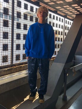 「Bape」｜「アイテム（スウェット）」を使った、武田陽彩さん（メンズ・173cm）の秋コーディネート