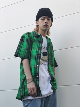 「OY（オーワイ）のアイテム（帽子）」を使った、武田陽彩さん（メンズ・173cm）の春コーディネート