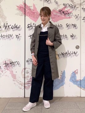 「2021春新作」｜「アイテム（ステンカラーコート）」を使った、coenしょうじさん（レディース・166cm）の冬コーディネート