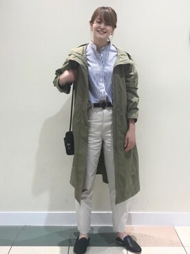 「USAコットン」｜「アイテム（モッズコート）」を使った、coenしょうじさん（レディース・166cm）の春コーディネート
