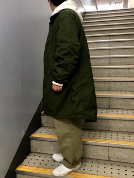 「u.s.armyのアイテム（ジャケット/アウター、グリーン系）」を使った、ぶぶさん（メンズ・168cm）の冬コーディネート