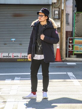ダウンジャケット コートを使った メガネ男子 の人気ファッションコーディネート Wear