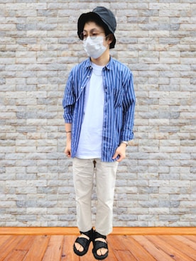 「Armor lux（アルモーリュックス）のアイテム」を使った、かなたさん（メンズ・163cm）の夏コーディネート