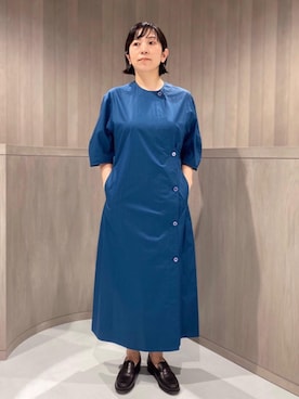 「LOEFF（ロエフ）の＜LOEFF（ロエフ）＞エスニック ワンピース（ワンピース、ブルー系）」を使った、Satoko Takeshitaさん（レディース・156cm）の夏コーディネート