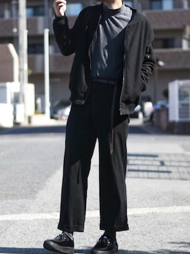 「Lui's（ルイス）のアイテム（MA-1）」を使った、お か っ ち 。 【 相 互 】さん（メンズ・175cm）の秋コーディネート