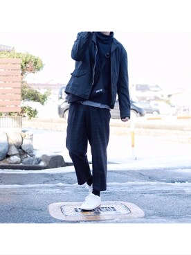 「フォロバ」｜「アイテム（スウェット）」を使った、お か っ ち 。 【 相 互 】さん（メンズ・175cm）の秋コーディネート