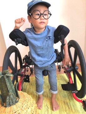 「OSHKOSH（オシュコシュ）のアイテム（帽子）」を使った、kenkenmimiさん（キッズ・90cm）の夏コーディネート