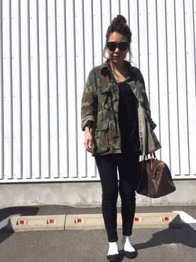 「H&M DIVIDED（エイチアンドエム　ディヴァイデッド）のアイテム（バレエシューズ）」を使った、LINAさん（レディース・159cm）の春コーディネート