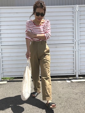 「THE SHINZONE（ザ　シンゾーン）のハイウエストチノパンツ（チノパンツ）」を使った、LINAさん（レディース・159cm）の春コーディネート