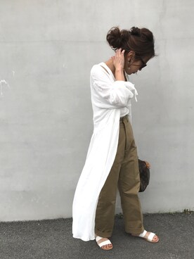 「THE SHINZONE（ザ　シンゾーン）のハイウエストチノパンツ（チノパンツ）」を使った、LINAさん（レディース・159cm）の夏コーディネート