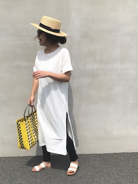 「アコモデ」｜「アイテム（ワンピース/ドレス）」を使った、LINAさん（レディース・159cm）の夏コーディネート