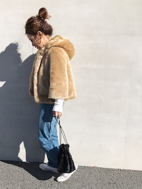 「Rodeo Crowns（ロデオクラウンズ）のアイテム（その他アウター）」を使った、LINAさん（レディース・159cm）の冬コーディネート