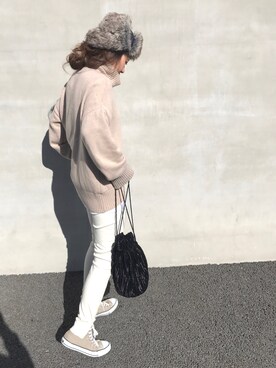 「Aco Design（アコデザイン）のアイテム（トップス）」を使った、LINAさん（レディース・159cm）の冬コーディネート