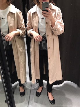 「titivate（ティティベイト）のアイテム（ステンカラーコート）」を使った、LINAさん（レディース・159cm）の冬コーディネート