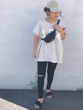 「USA」｜「アイテム（アクセサリー）」を使った、LINAさん（レディース・159cm）の夏コーディネート