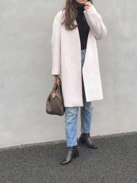 「BLACK BY MOUSSY（ブラックバイマウジー）のアイテム（その他アウター）」を使った、LINAさん（レディース・159cm）の冬コーディネート