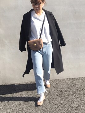 「H&M DIVIDED（エイチアンドエム　ディヴァイデッド）のアイテム（バレエシューズ）」を使った、LINAさん（レディース・159cm）の冬コーディネート