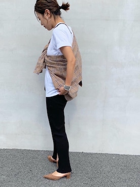 「スウェードパンプス」｜LINAさん（レディース・159cm）の秋コーディネート