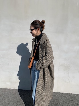 「Levi's」｜「アイテム（チェスターコート）」を使った、LINAさん（レディース・159cm）の冬コーディネート