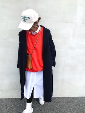 「ジャーマントレーナー」｜「アイテム（シャツワンピース）」を使った、LINAさん（レディース・159cm）の冬コーディネート