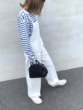 「BONbazaar（ボンバザール）のアイテム（オールインワン・サロペット）」を使った、LINAさん（レディース・159cm）の春コーディネート