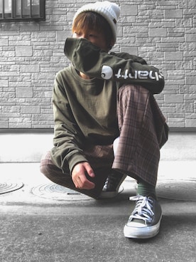 「アイテム（ソックス/靴下、グリーン系）」を使った、たってゃんさん（メンズ・173cm）の秋コーディネート