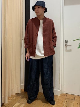 「アイテム（ハット、ブルー系）」を使った、Shouta Yamaneさん（メンズ・173cm）の春コーディネート