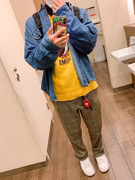 「CHUMS（チャムス）のアイテム（ニット/セーター）」を使った、うためろさん（メンズ・173cm）の春コーディネート