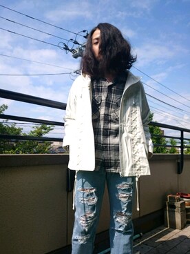 「通販」｜「アイテム（ジャケット/アウター）」を使った、KNOCK and WOODさん（メンズ・165cm）の夏コーディネート