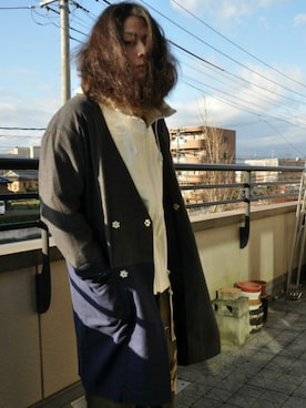 「FACETASM（ファセッタズム）のアイテム（ノーカラージャケット）」を使った、KNOCK and WOODさん（メンズ・165cm）の秋コーディネート