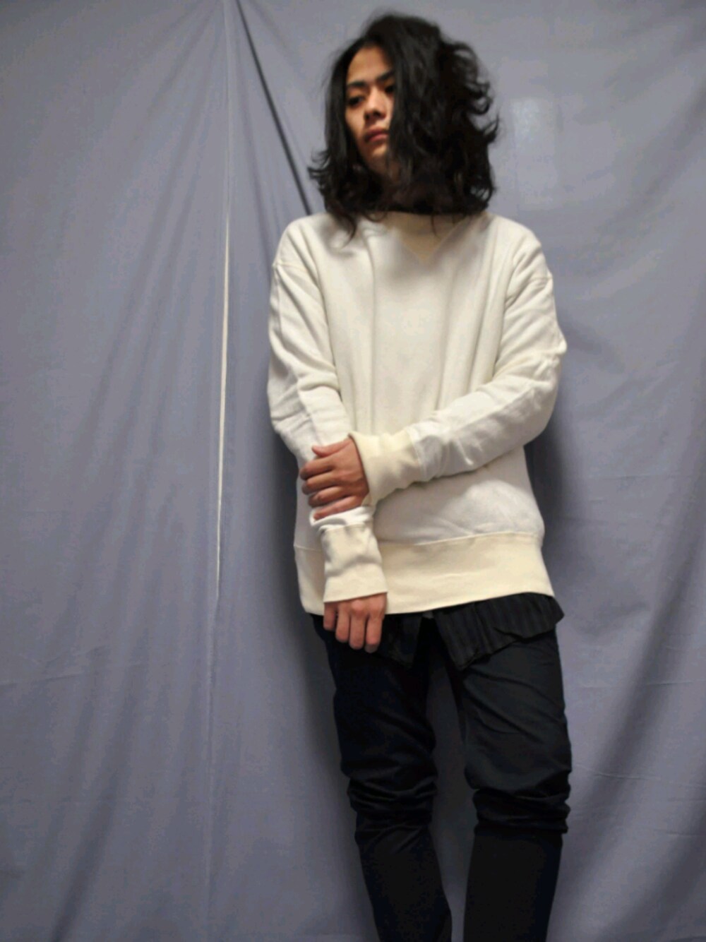 「yohjiyamamoto、ysformen、yohji yamamoto pour homme、NHOLLYWOOD、Martin Margiela、Maison Margiela、ヨウジヤマモト、マルタンマルジェラ、スポーツMIX'18秋、KNOCKandWOOD」｜「N.HOOLYWOODのアイテム（スウェット、ホワイト系）」を使った、KNOCK and WOODさん（メンズ・165cm）の秋コーディネートの1枚目の写真
