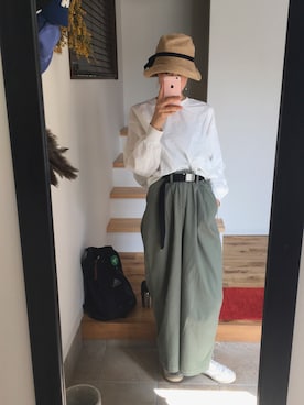 「UNIQLO（ユニクロ）のアイテム（シャツ/ブラウス、ホワイト系）」を使った、Aさん（レディース・165cm）の春コーディネート