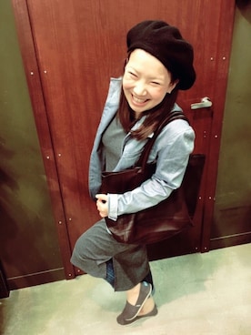 「麻ジャケット」｜「アイテム（シューズ）」を使った、ERIKOさん（レディース・154cm）の冬コーディネート