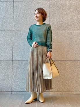 「ユナイテッドアローズ」｜「アイテム（ブーツ）」を使った、山本　オデット エ オディール スタッフさん（レディース・153cm）の秋コーディネート