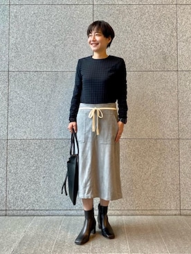「ユナイテッドアローズ」｜「アイテム（ブーツ）」を使った、山本　オデット エ オディール スタッフさん（レディース・153cm）の秋コーディネート