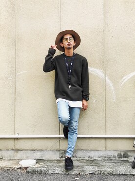 「Another Edition（アナザーエディション）のアイテム（帽子）」を使った、YUSUKE5さん（メンズ・165cm）の夏コーディネート