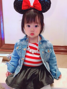「子供服」｜「アイテム（デニムジャケット）」を使った、♥︎小Mio♥︎さん（キッズ・80cm）の春コーディネート