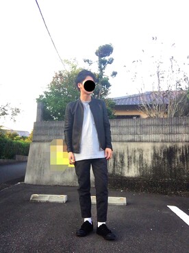 「アキコーデ」｜「アイテム（ライダースジャケット）」を使った、こーさん（メンズ・174cm）の秋コーディネート