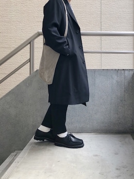 「パラブーツ」｜「アイテム（チェスターコート）」を使った、yossyさん（メンズ・163cm）の秋コーディネート