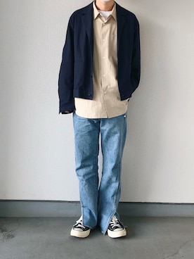 「KAIKO（カイコー）のアイテム（デニムパンツ）」を使った、yossyさん（メンズ・163cm）の春コーディネート