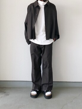 「my beautiful landlet（マイビューティフルランドレット）のアイテム（スラックス）」を使った、yossyさん（メンズ・163cm）の春コーディネート