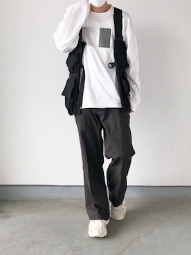 「my beautiful landlet（マイビューティフルランドレット）のアイテム（スラックス）」を使った、yossyさん（メンズ・163cm）の夏コーディネート