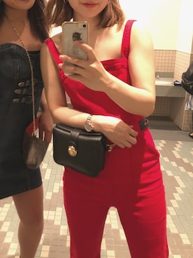 「アイテム（つなぎ/オールインワン、レッド系）」を使った、wknさん（レディース・161cm）の夏コーディネート