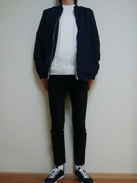 「NANO universe（ナノユニバース）のアイテム（MA-1）」を使った、けいさん（メンズ・170cm）の春コーディネート