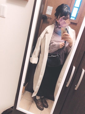 「JUNOAH（ジュノア）のアイテム（チェスターコート）」を使った、chamiさん（レディース・161cm）の冬コーディネート